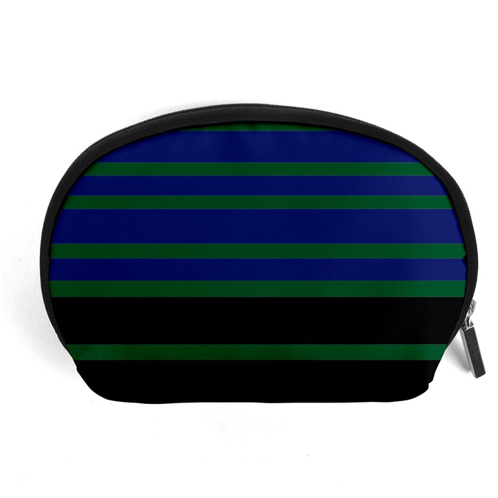 Black Stripes Green Olive Blue Accessory Pouch (Large)