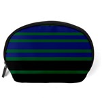 Black Stripes Green Olive Blue Accessory Pouch (Large) Back