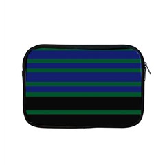 Black Stripes Green Olive Blue Apple Macbook Pro 15  Zipper Case by BrightVibesDesign