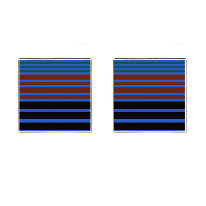 Black Stripes Blue Green Orange Cufflinks (Square)