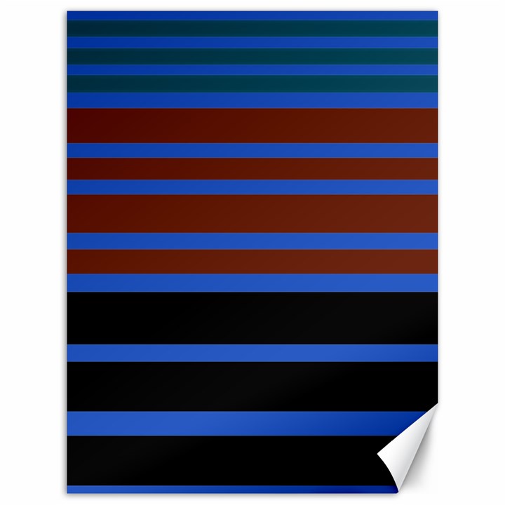 Black Stripes Blue Green Orange Canvas 12  x 16 