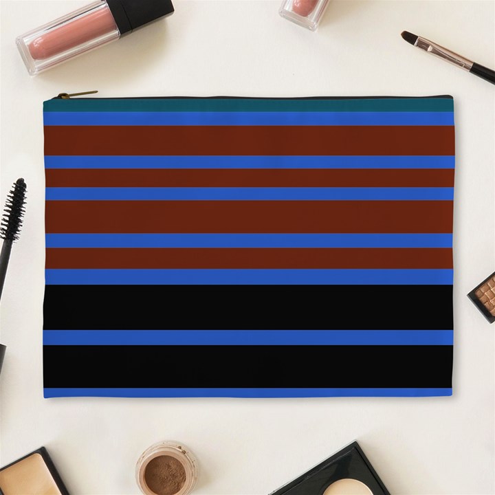 Black Stripes Blue Green Orange Cosmetic Bag (XL)