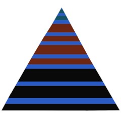 Black Stripes Blue Green Orange Wooden Puzzle Triangle by BrightVibesDesign