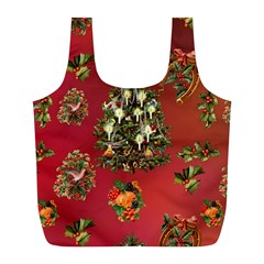 Wonderful Vintage Christmas Design Full Print Recycle Bag (l) by FantasyWorld7