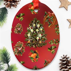 Wonderful Vintage Christmas Design Ornament (oval) by FantasyWorld7