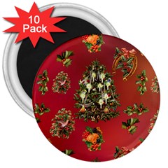 Wonderful Vintage Christmas Design 3  Magnets (10 Pack)  by FantasyWorld7