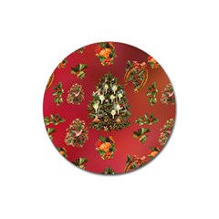 Wonderful Vintage Christmas Design Magnet 3  (round) by FantasyWorld7