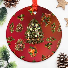 Wonderful Vintage Christmas Design Round Ornament (two Sides) by FantasyWorld7