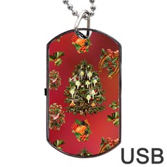 Wonderful Vintage Christmas Design Dog Tag Usb Flash (two Sides) by FantasyWorld7