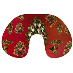 Wonderful Vintage Christmas Design Travel Neck Pillow by FantasyWorld7