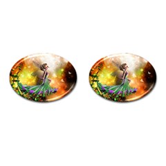 Cute Flying Fairy In The Night Cufflinks (oval) by FantasyWorld7