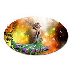 Cute Flying Fairy In The Night Oval Magnet by FantasyWorld7