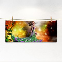 Cute Flying Fairy In The Night Hand Towel by FantasyWorld7