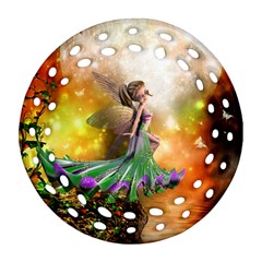 Cute Flying Fairy In The Night Ornament (round Filigree) by FantasyWorld7