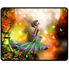 Cute Flying Fairy In The Night Double Sided Fleece Blanket (medium)  by FantasyWorld7