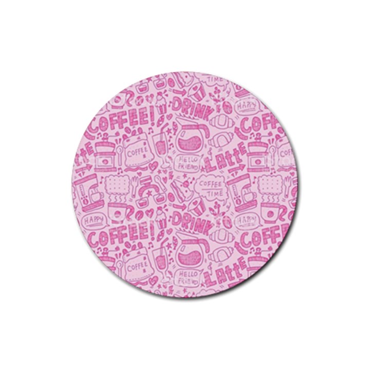 coffee pink Rubber Round Coaster (4 pack) 