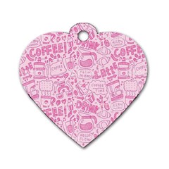 Coffee Pink Dog Tag Heart (two Sides) by Amoreluxe