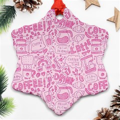 Coffee Pink Ornament (snowflake) by Amoreluxe