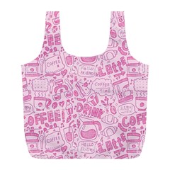 Coffee Pink Full Print Recycle Bag (l) by Amoreluxe