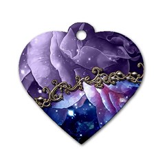 Wonderful Floral Design Dog Tag Heart (two Sides) by FantasyWorld7