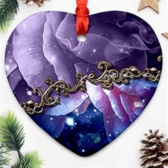 Wonderful Floral Design Ornament (heart) by FantasyWorld7