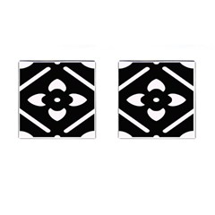 Pattern Flower Black Cufflinks (square)