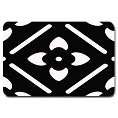 Pattern Flower Black Large Doormat 