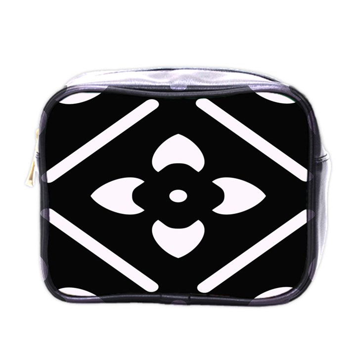 Pattern Flower Black Mini Toiletries Bag (One Side)