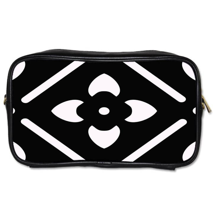 Pattern Flower Black Toiletries Bag (One Side)