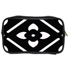 Pattern Flower Black Toiletries Bag (two Sides)