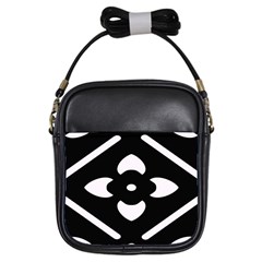 Pattern Flower Black Girls Sling Bag