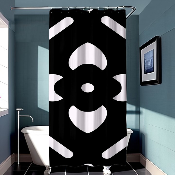 Pattern Flower Black Shower Curtain 36  x 72  (Stall) 