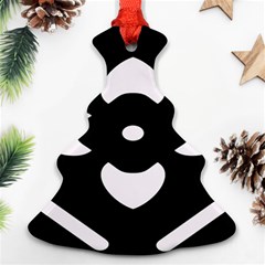 Pattern Flower Black Christmas Tree Ornament (two Sides)