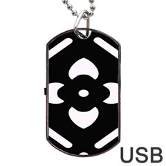 Pattern Flower Black Dog Tag Usb Flash (two Sides) by HermanTelo