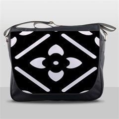 Pattern Flower Black Messenger Bag