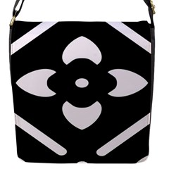 Pattern Flower Black Flap Closure Messenger Bag (s)