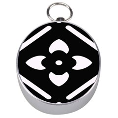 Pattern Flower Black Silver Compasses