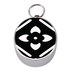 Pattern Flower Black Mini Silver Compasses