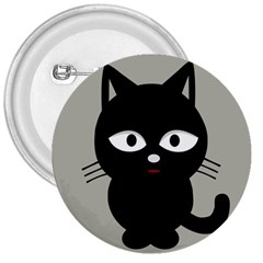 Cat Pet Cute Black Animal 3  Buttons by HermanTelo