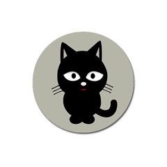 Cat Pet Cute Black Animal Magnet 3  (round) by HermanTelo