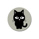 Cat Pet Cute Black Animal Magnet 3  (Round) Front