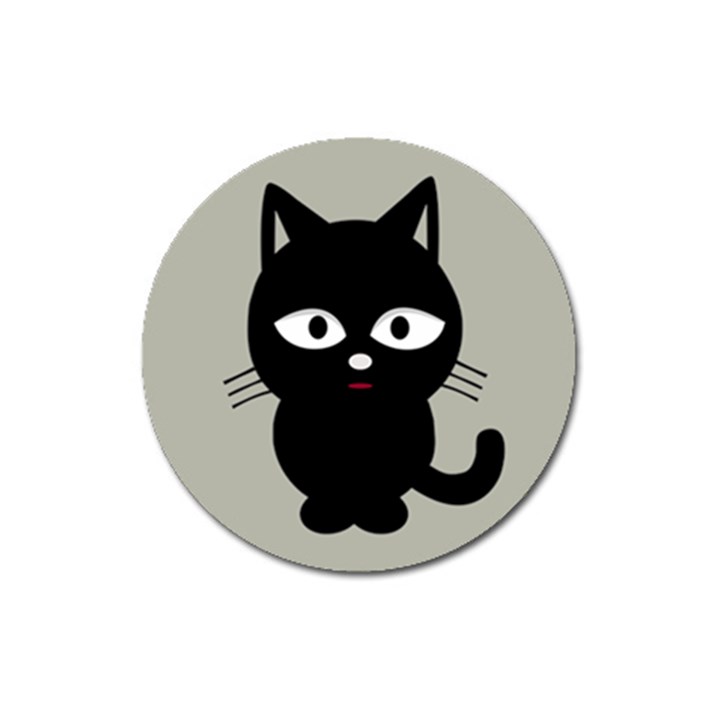 Cat Pet Cute Black Animal Magnet 3  (Round)