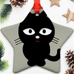 Cat Pet Cute Black Animal Star Ornament (two Sides)