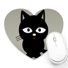 Cat Pet Cute Black Animal Heart Mousepads