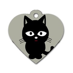 Cat Pet Cute Black Animal Dog Tag Heart (two Sides)