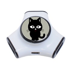 Cat Pet Cute Black Animal 3-port Usb Hub