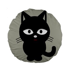 Cat Pet Cute Black Animal Standard 15  Premium Round Cushions