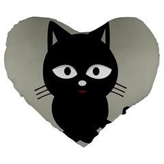 Cat Pet Cute Black Animal Large 19  Premium Heart Shape Cushions