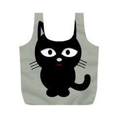 Cat Pet Cute Black Animal Full Print Recycle Bag (m)