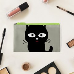 Cat Pet Cute Black Animal Cosmetic Bag (xs)